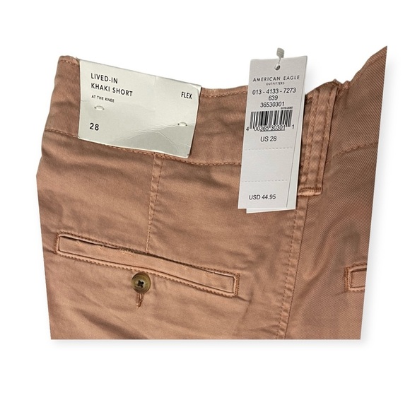 American Eagle Men Shorts Flex Lived In Khaki Knee Stretch Sz 28 Coral NWT - Picture 5 of 6